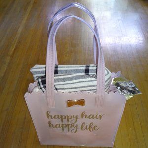 Happy Hair Happy Life Sally Beauty pink vinyl accessory bag makeup tote shower